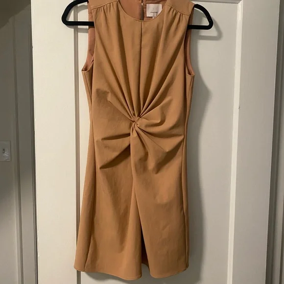Cinq à Sept Andrea Twist Mini Dress in Tan/Khaki - Picture 2 of 3